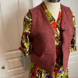 Sweater Knit Cabincore Vest WOOL BLEND Toggle Closure